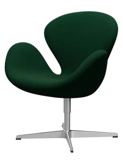 Fritz Hansen Loungestole|Lænestole<Svanen, sort læder/aluminium af Arne Jacobsen