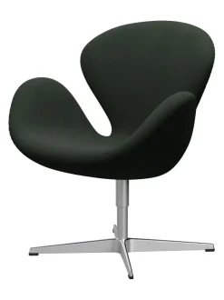 Fritz Hansen Loungestole|Lænestole<Svanen, sort læder/aluminium af Arne Jacobsen