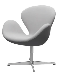 Fritz Hansen Loungestole|Lænestole<Svanen, sort læder/aluminium af Arne Jacobsen