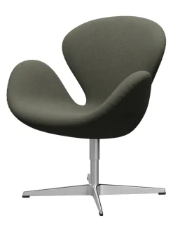 Fritz Hansen Loungestole|Lænestole<Svanen, sort læder/aluminium af Arne Jacobsen