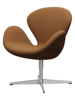 Fritz Hansen Loungestole|Lænestole<Svanen, sort læder/aluminium af Arne Jacobsen