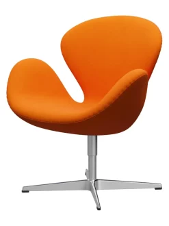 Fritz Hansen Loungestole|Lænestole<Svanen, sort læder/aluminium af Arne Jacobsen