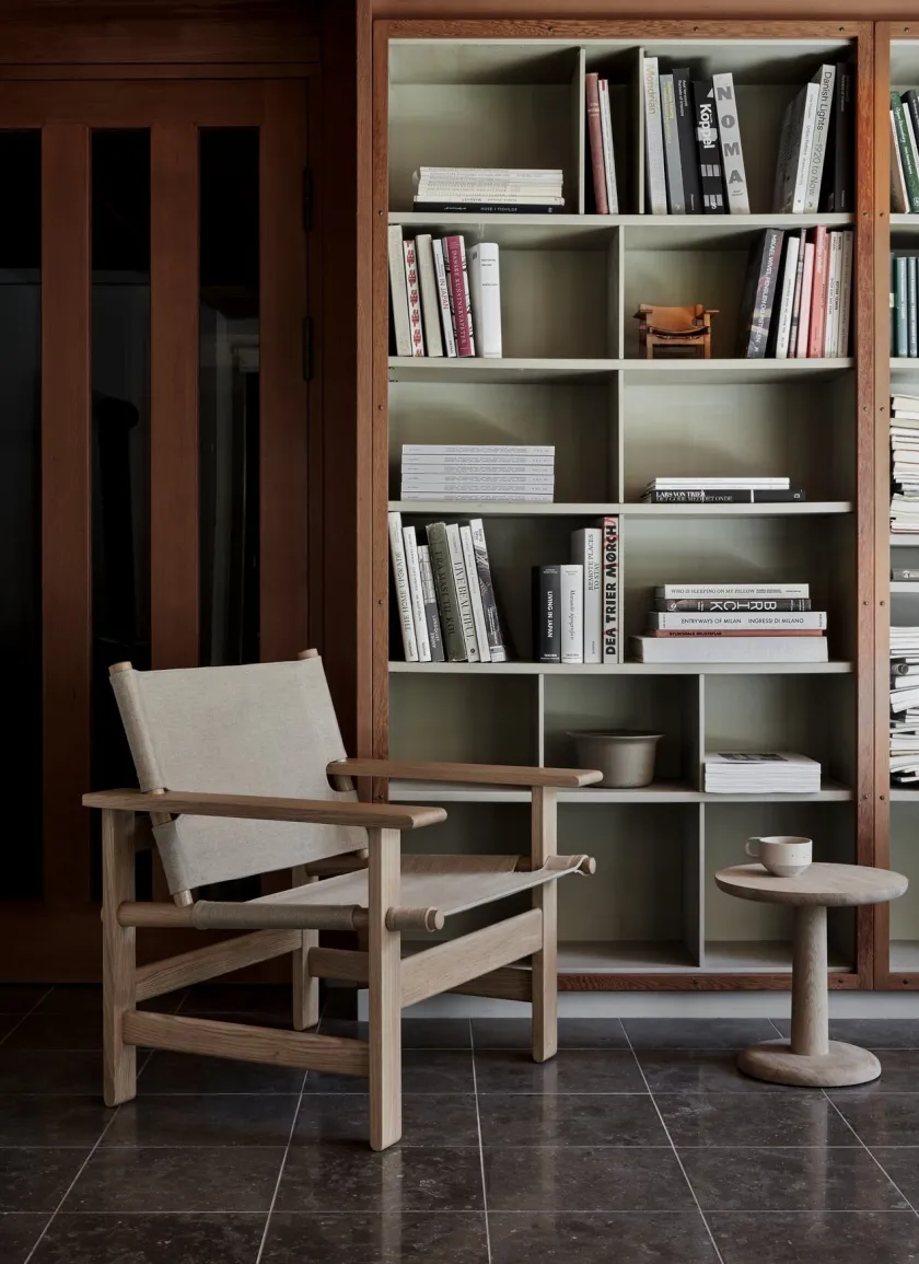 Fredericia Furniture Loungestole|Lænestole<The Canvas Chair, lys olieret eg natur canvas af Børge Mogensen