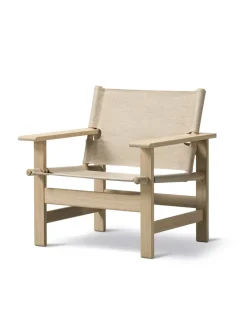 Fredericia Furniture Loungestole|Lænestole<The Canvas Chair, sæbebehandlet eg natur canvas af Børge Mogensen