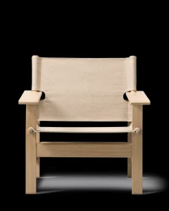Fredericia Furniture Loungestole|Lænestole<The Canvas Chair, sæbebehandlet eg natur canvas af Børge Mogensen