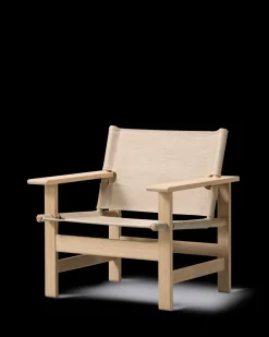 Fredericia Furniture Loungestole|Lænestole<The Canvas Chair, sæbebehandlet eg natur canvas af Børge Mogensen