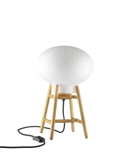 FDB Møbler Spots<U4 Hiti Bordlampe, opalt glas/eg fra