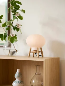 FDB Møbler Spots<U6 Mini Hiti Bordlampe, opalt glas/sort eg fra