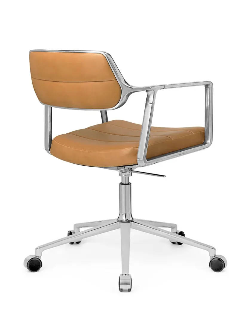 Vipp Kontorstole<453 Swivel+ Chair m/sort stel & hjul, sort læder fra