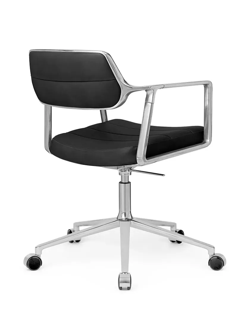 Vipp Kontorstole<453 Swivel+ Chair m/sort stel & hjul, sort læder fra