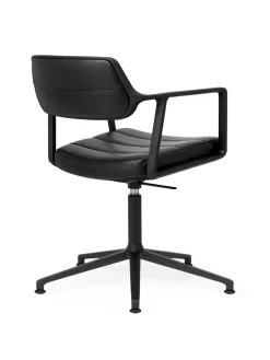 Vipp Kontorstole<453 Swivel+ Chair m/sort stel, sort læder fra
