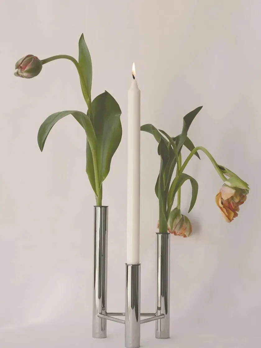 Kay Bojesen Denmark Lysestager|Vaser<VISTA vase og lysestage, poleret stål fra Kay Bojesen