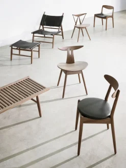 Stellar Works Spisebordsstole<Wohlert Louisiana stol, valnød sort læder fra